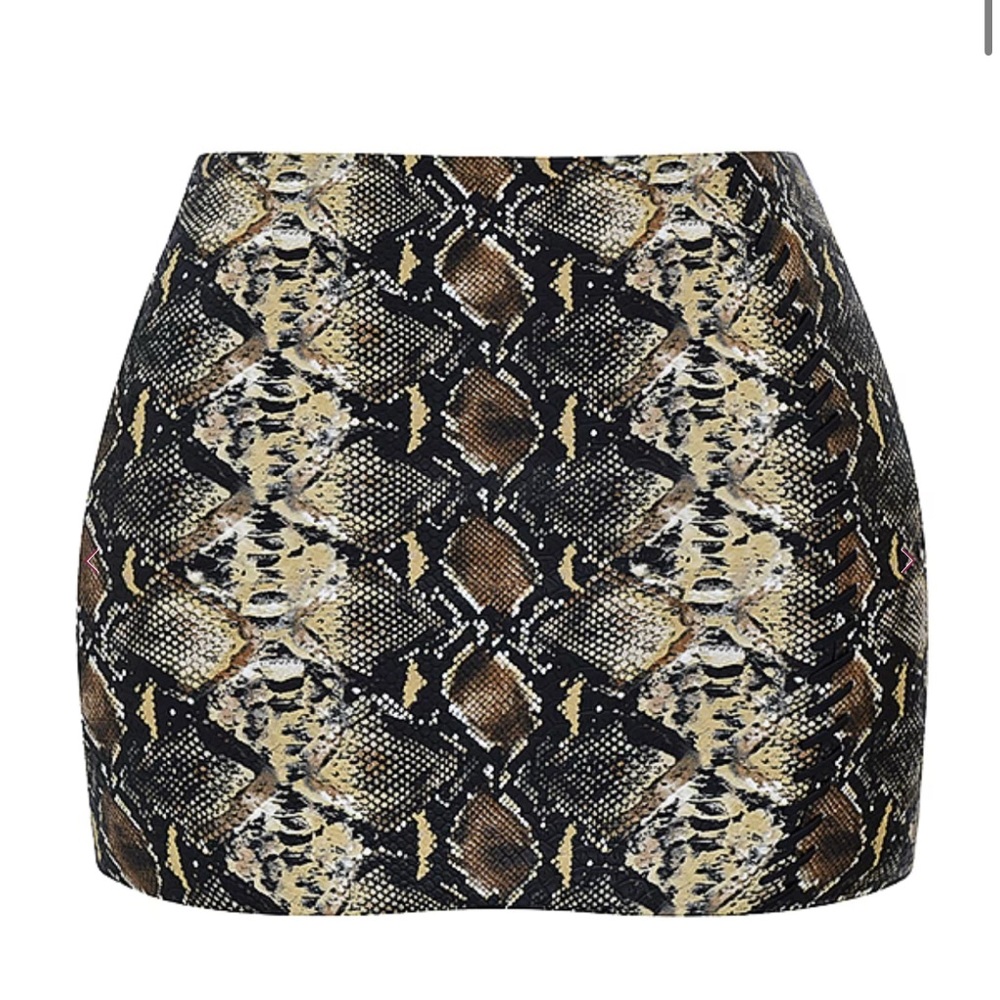 House of CB Black and Brown Snakeskin Mini Skirt
